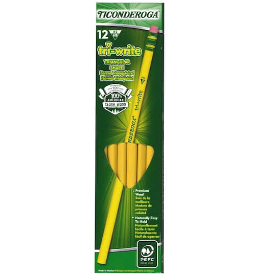 Ticonderoga® Tri-Write™ Pencils with Eraser, 6 Packs of 12